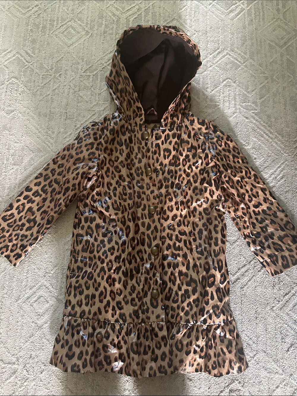 GAP Girls' Leopard Print Hooded Raincoat - Tan and Black